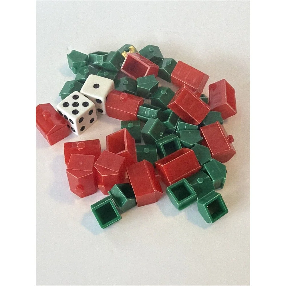 Monopoly Game Replacement Parts Hotels and Houses and Dice